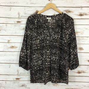 Joie Brown and White Silk Blouse